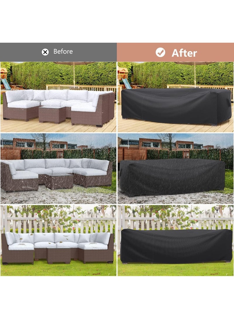 أغطية أثاث فناء شديدة التحمل مقاومة للماء، مجموعة أغطية كنبة مقسمة وترابيزة وكرسي الفناء للأماكن الخارجية، 2.2 متر × 1.5 متر × 71.8 سم (طول × عرض × ارتفاع) - Image 4